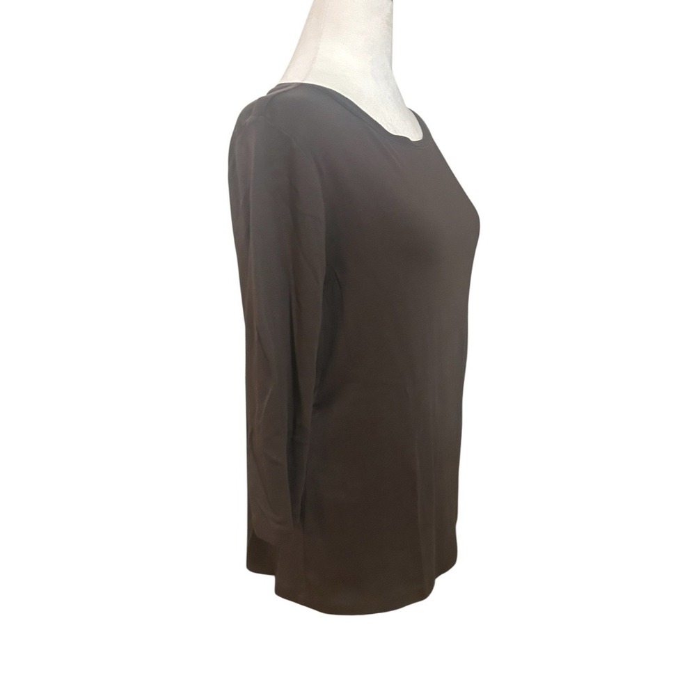 Talbots 3/4 Sleeve Tee Shirt Jersey Brown Cotton SZ L - Picture 3 of 5